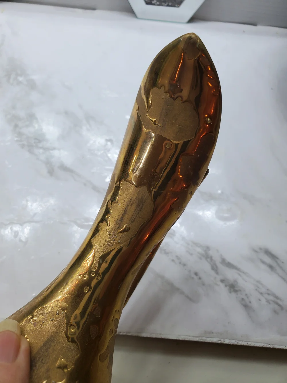 Brass-Tone Decorative Pitcher Vase - Gold Finish